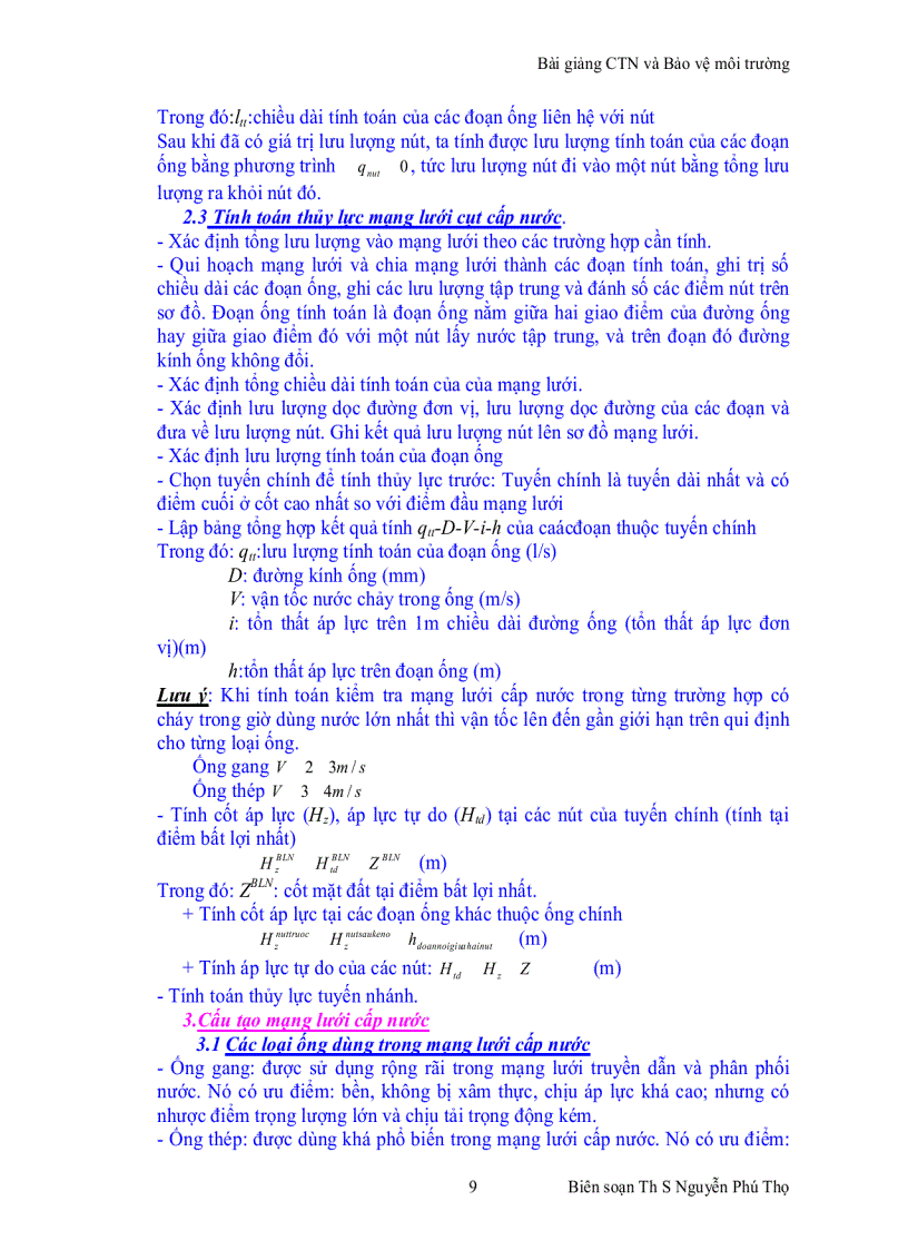 image for page Bài giảng Cấp thoát nước và Bảo vệ môi trường