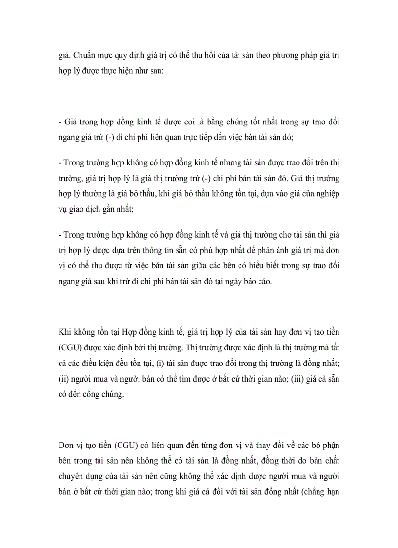 Giảm giá trị của Lợi thế Thương mại Tính hợp lý của việc trình bày thông tin trên báo cáo tài chính