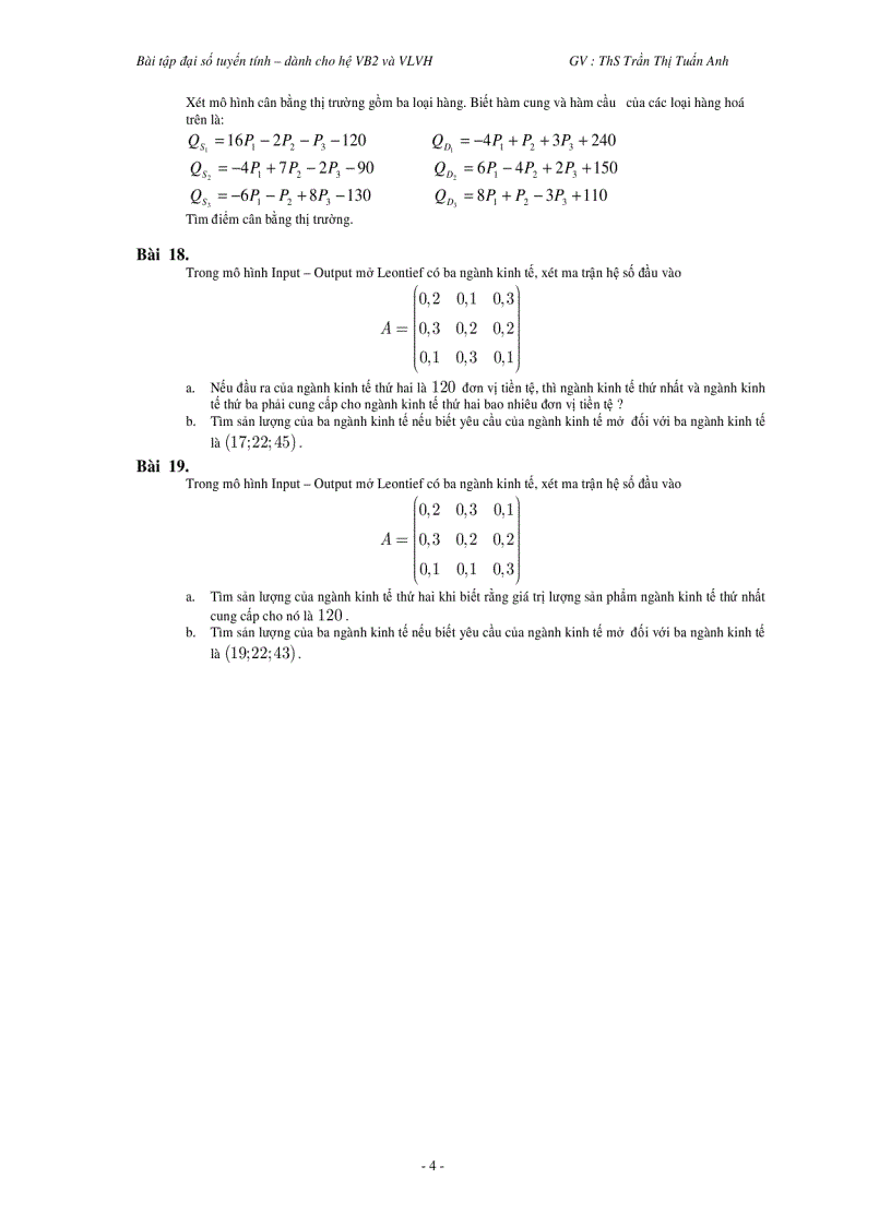 image for page Một số đề thi và bài tập đại số tuyến tính