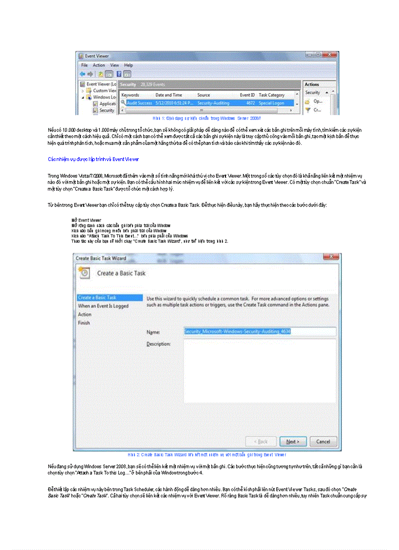 image for page Gắn nhiệm vụ vào bản ghi và sự kiện của Event Viewer trong windows 7