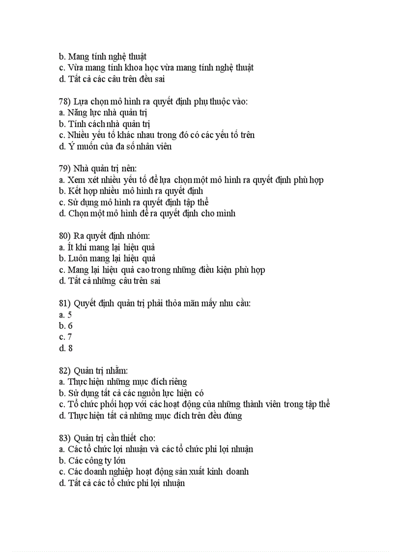 image for page Câu hỏi trắc nghiệm môn quản trị hoc