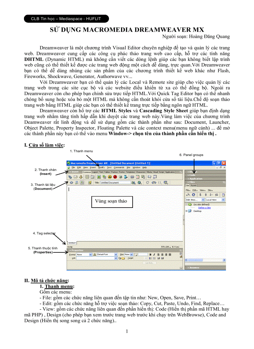 image for page Sử dụng macromedia dreamweaver mx