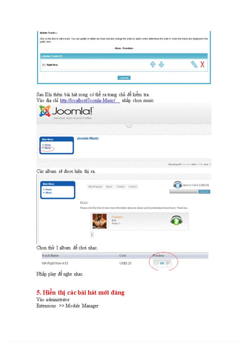 image for page Lab Site Nhạc Với Joomla