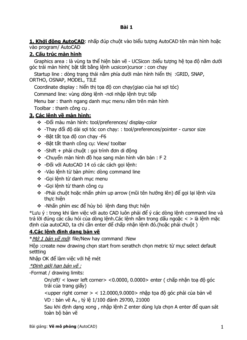 image for page Tóm tăt Bài Giảng Autocad