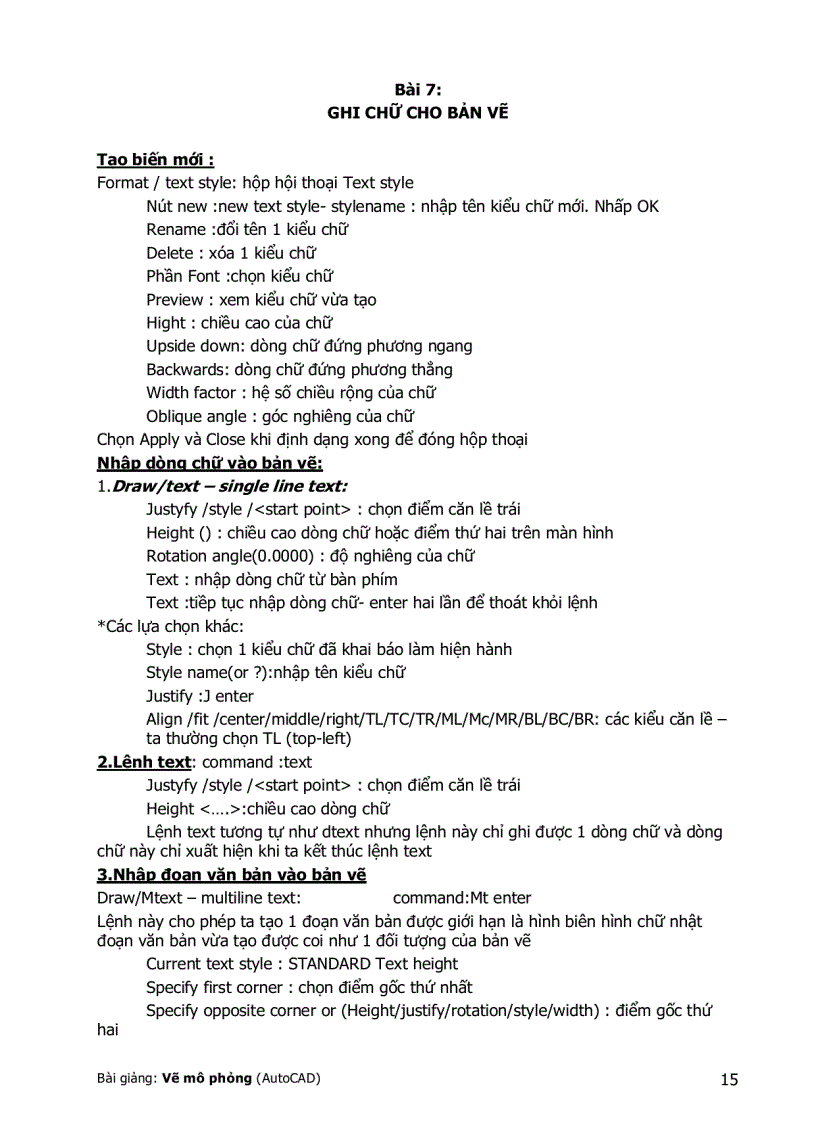 image for page Tóm tăt Bài Giảng Autocad