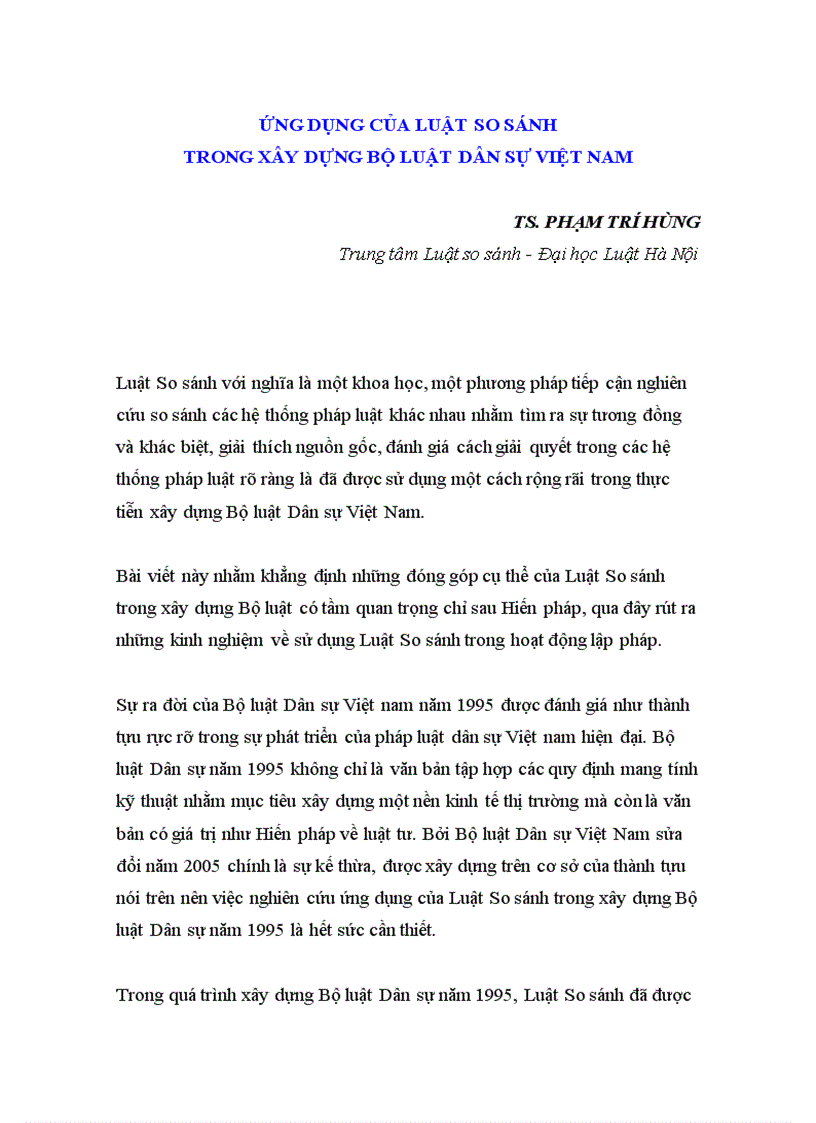 image for page Ứng dụng của luật so sánh trong xây dựng bộ luật dân sự việt nam