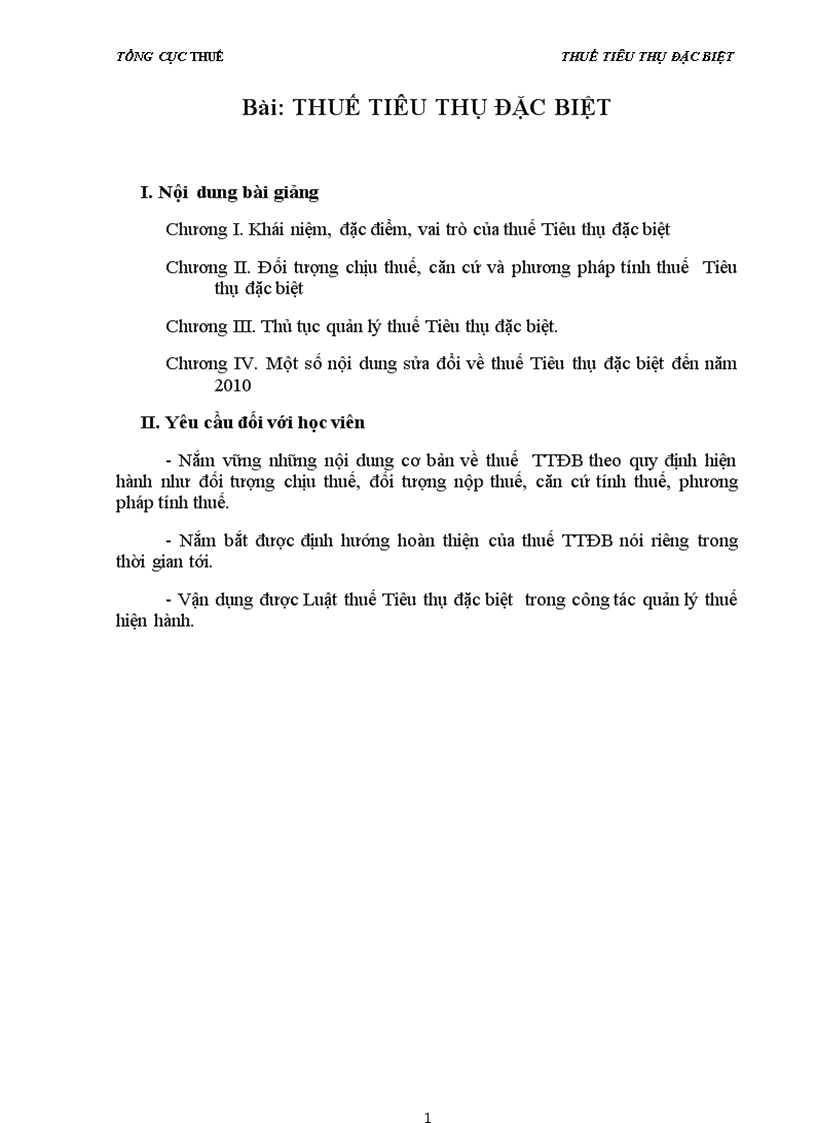 image for page Tài liệu bồi dưỡng cho công chức mới Chuyên đề THUẾ TIÊU THỤ ĐẶC BIỆT