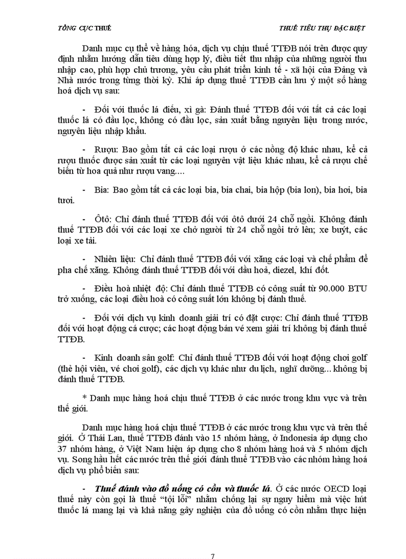 image for page Tài liệu bồi dưỡng cho công chức mới Chuyên đề THUẾ TIÊU THỤ ĐẶC BIỆT