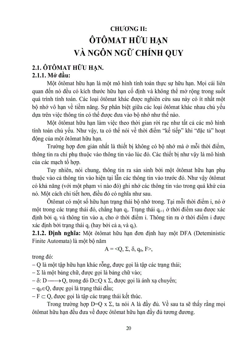 image for page Giáo trình Lý thuyết ngôn ngữ hình thức và Otômat