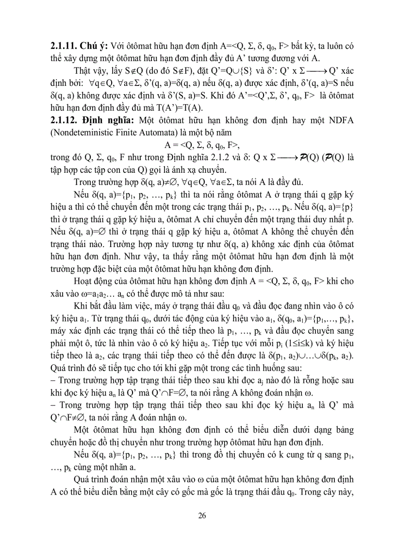 image for page Giáo trình Lý thuyết ngôn ngữ hình thức và Otômat