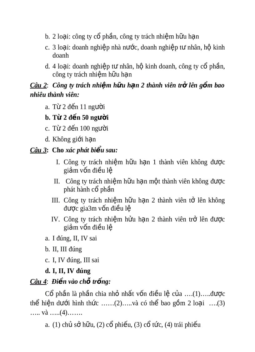 image for page Ngân hàng Câu hỏi trắc nghiệm luật kinh tế bao gồm đáp án