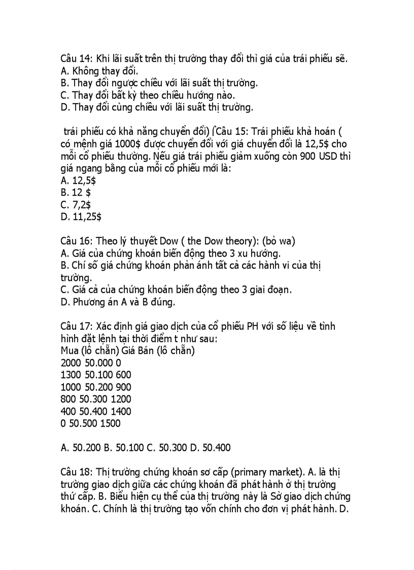 image for page 100 câu hỏi trắc nghiệm về chứng khoán