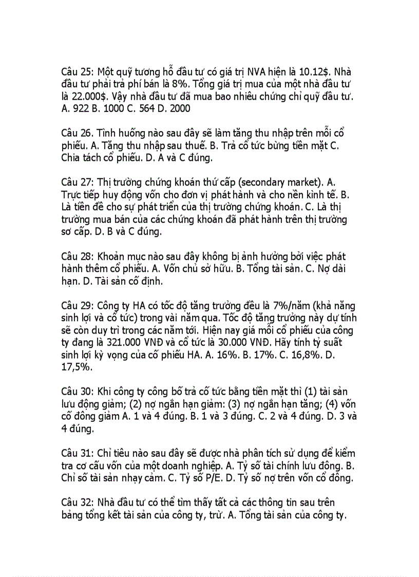 image for page 100 câu hỏi trắc nghiệm về chứng khoán