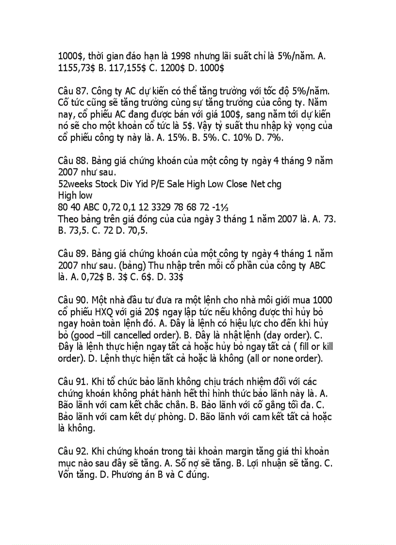 image for page 100 câu hỏi trắc nghiệm về chứng khoán