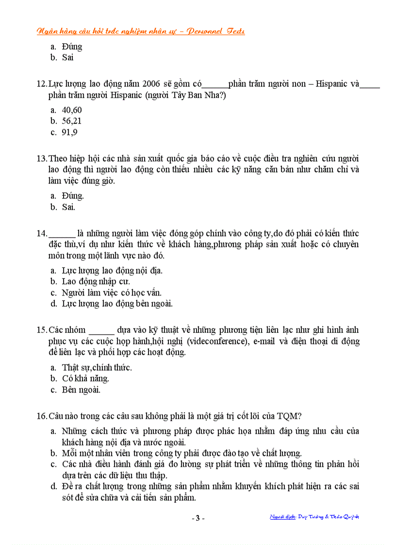 image for page Ngân hàng câu trắc nghiệm về nhân sự