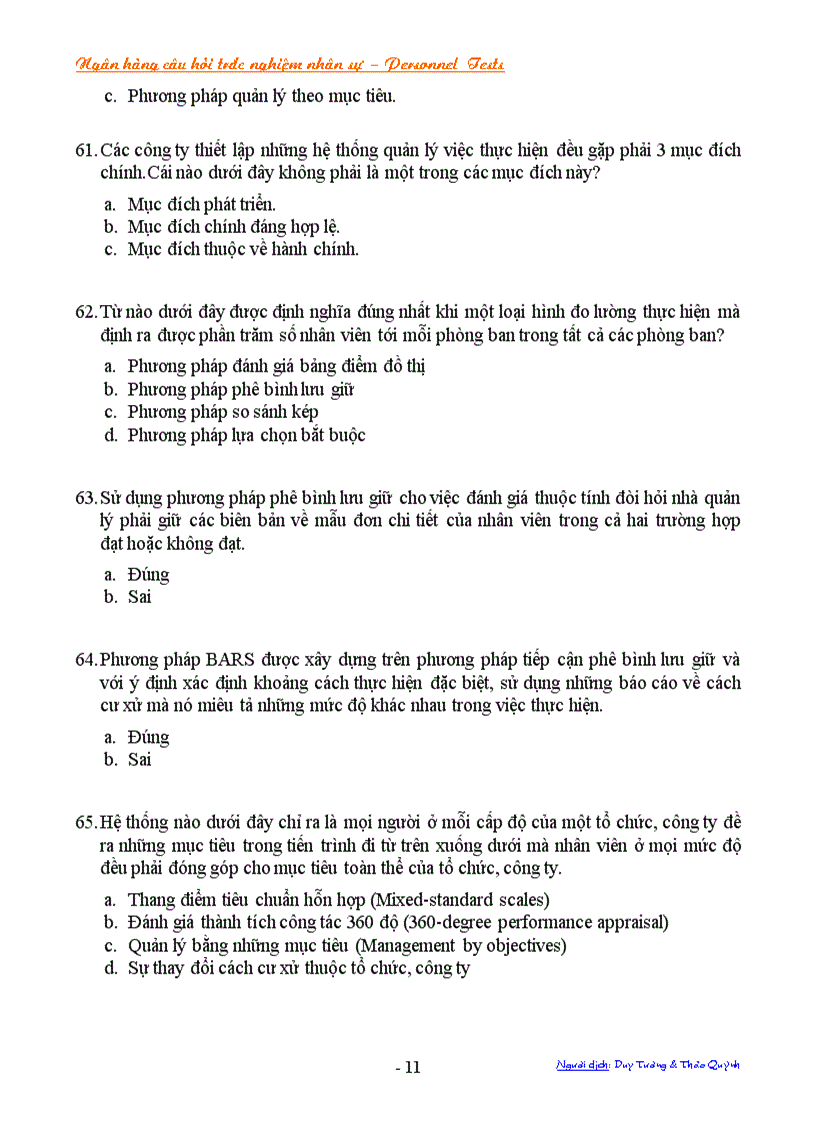 image for page Ngân hàng câu trắc nghiệm về nhân sự