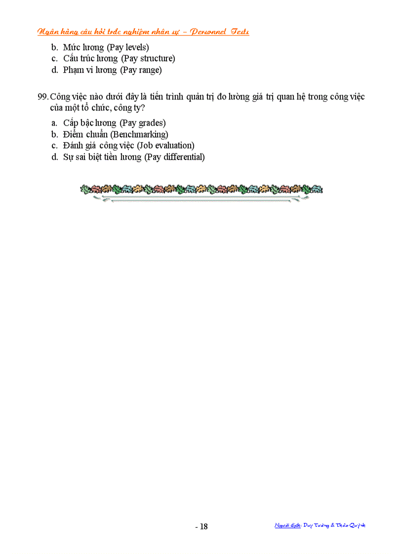 image for page Ngân hàng câu trắc nghiệm về nhân sự