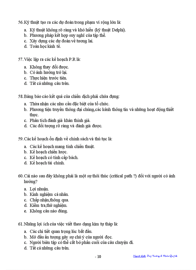 image for page Ngân hàng câu hỏi trắc nghiệm về PR Public Relations PR Tests