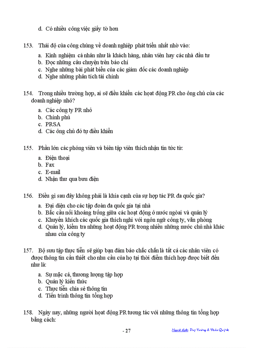 image for page Ngân hàng câu hỏi trắc nghiệm về PR Public Relations PR Tests