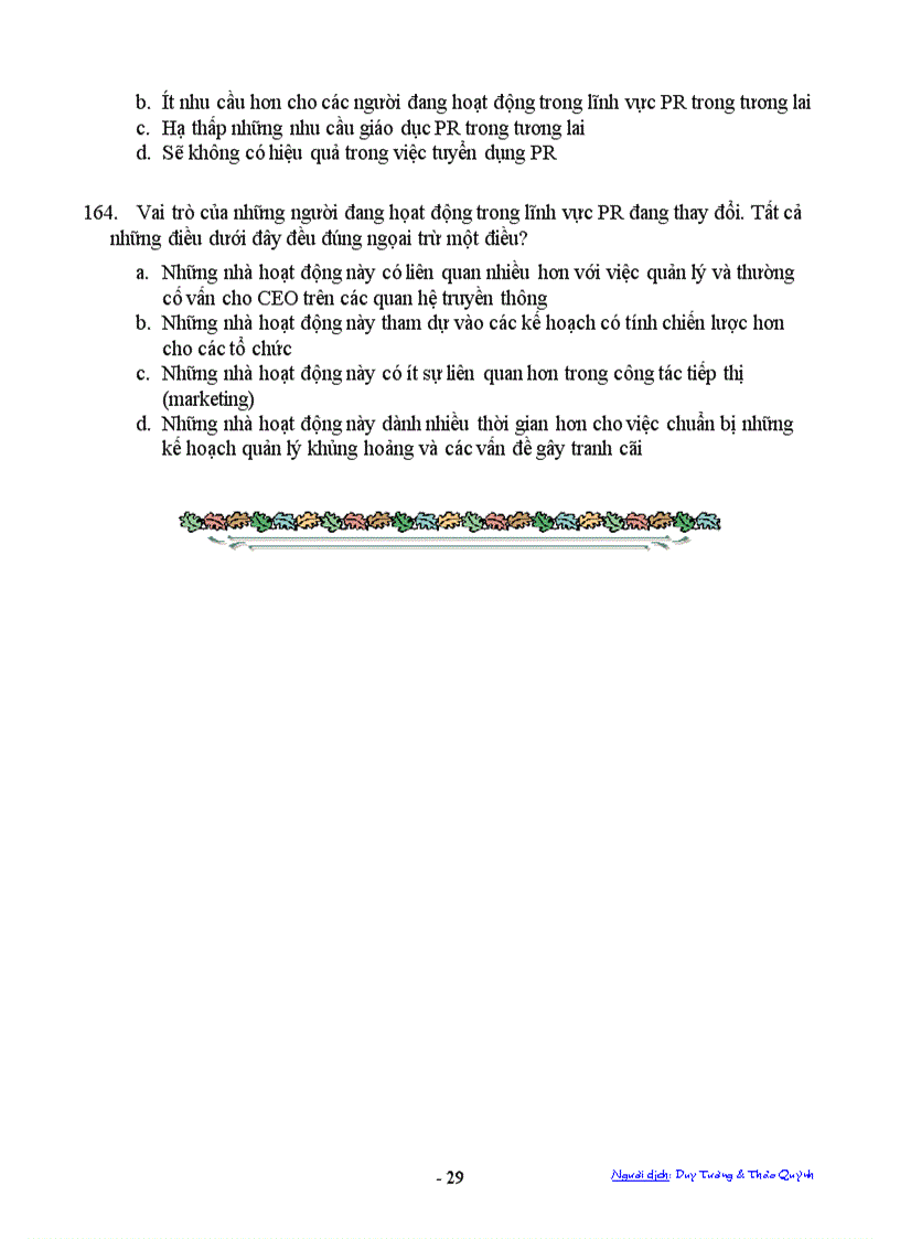 image for page Ngân hàng câu hỏi trắc nghiệm về PR Public Relations PR Tests