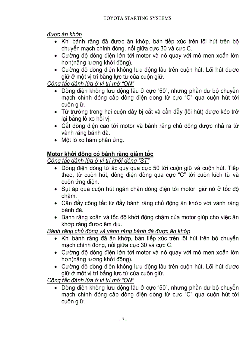 image for page Hệ Thống Khởi Động TOYOTA