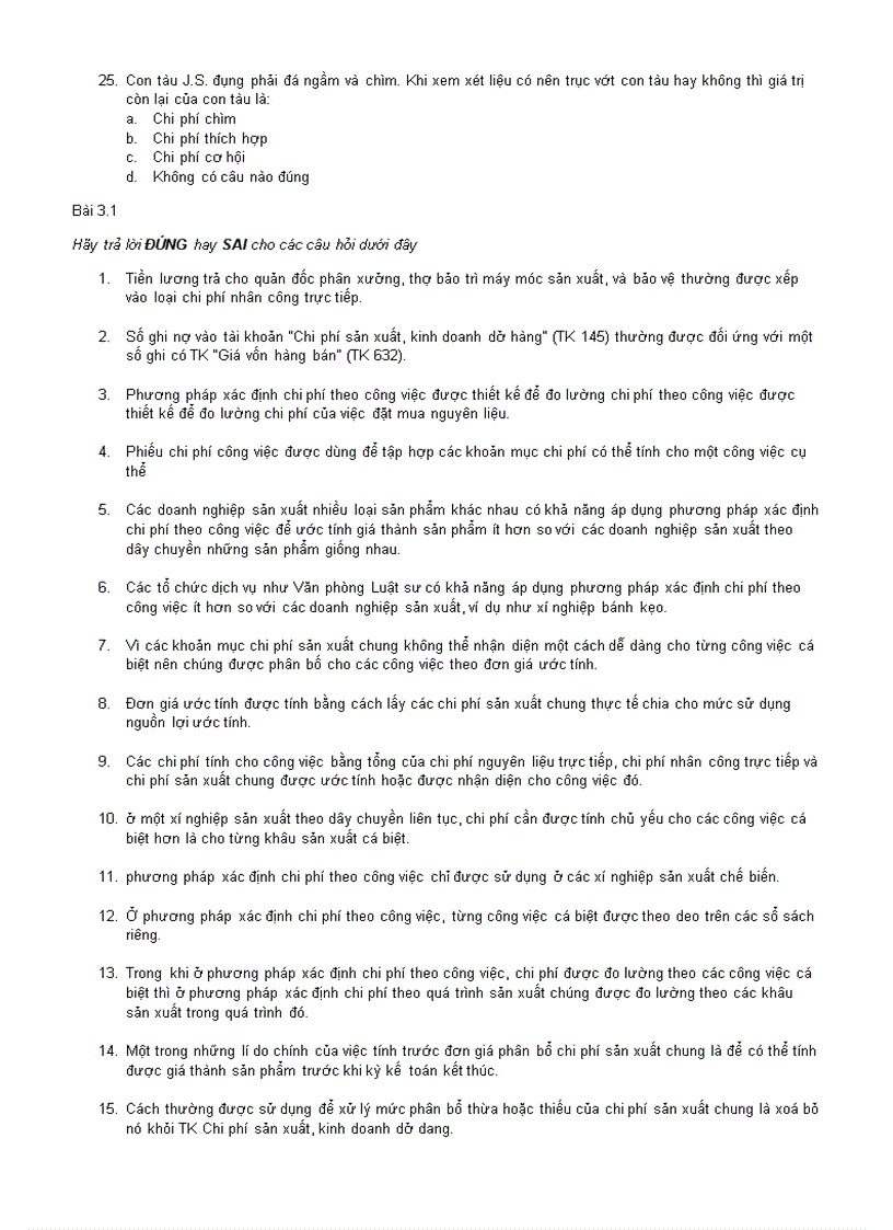 image for page Bài tập trắc nghiệm Kế toán Quản Trị