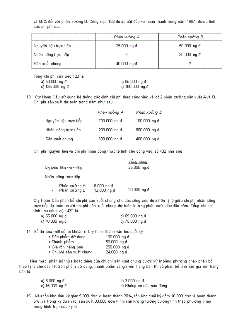image for page Bài tập trắc nghiệm Kế toán Quản Trị