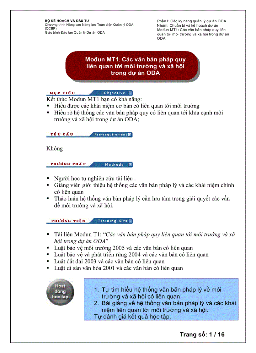 image for page Chương trình Nâng cao Năng lực Toàn diện Quản lý ODA Các văn bản pháp quy liên quan tới môi trường và xã hội trong dự án ODA