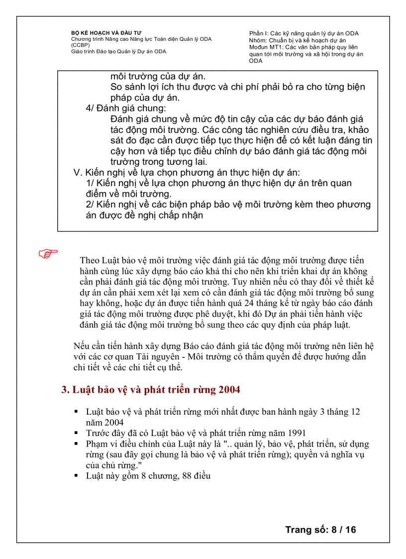 image for page Chương trình Nâng cao Năng lực Toàn diện Quản lý ODA Các văn bản pháp quy liên quan tới môi trường và xã hội trong dự án ODA