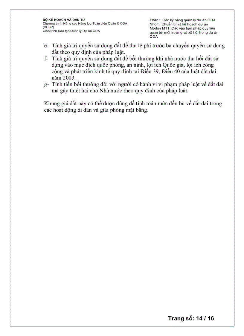 image for page Chương trình Nâng cao Năng lực Toàn diện Quản lý ODA Các văn bản pháp quy liên quan tới môi trường và xã hội trong dự án ODA