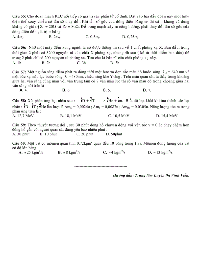 image for page Tổng hợp các tài liệu về đề thi mẫu môn Lý rất hay