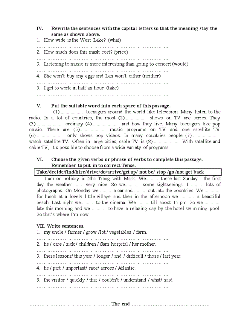 image for page Đề thi học sinh giỏi lớp 7 môn tiếng anh