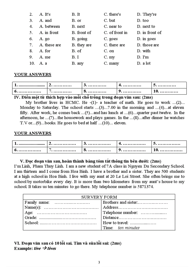 image for page Đề thi và đáp án học sinh giỏi lớp 6 môn tiếng anh