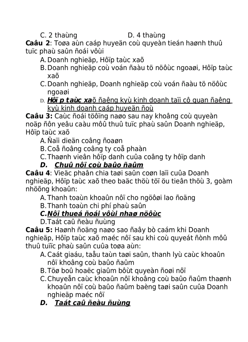 image for page Trắc nghiệm luật kinh tế phần phá sản