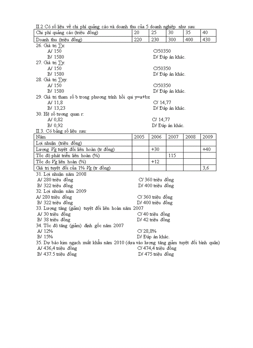 image for page Đề thi giữa kỳ môn Nguyên Lý Thống Kê 1