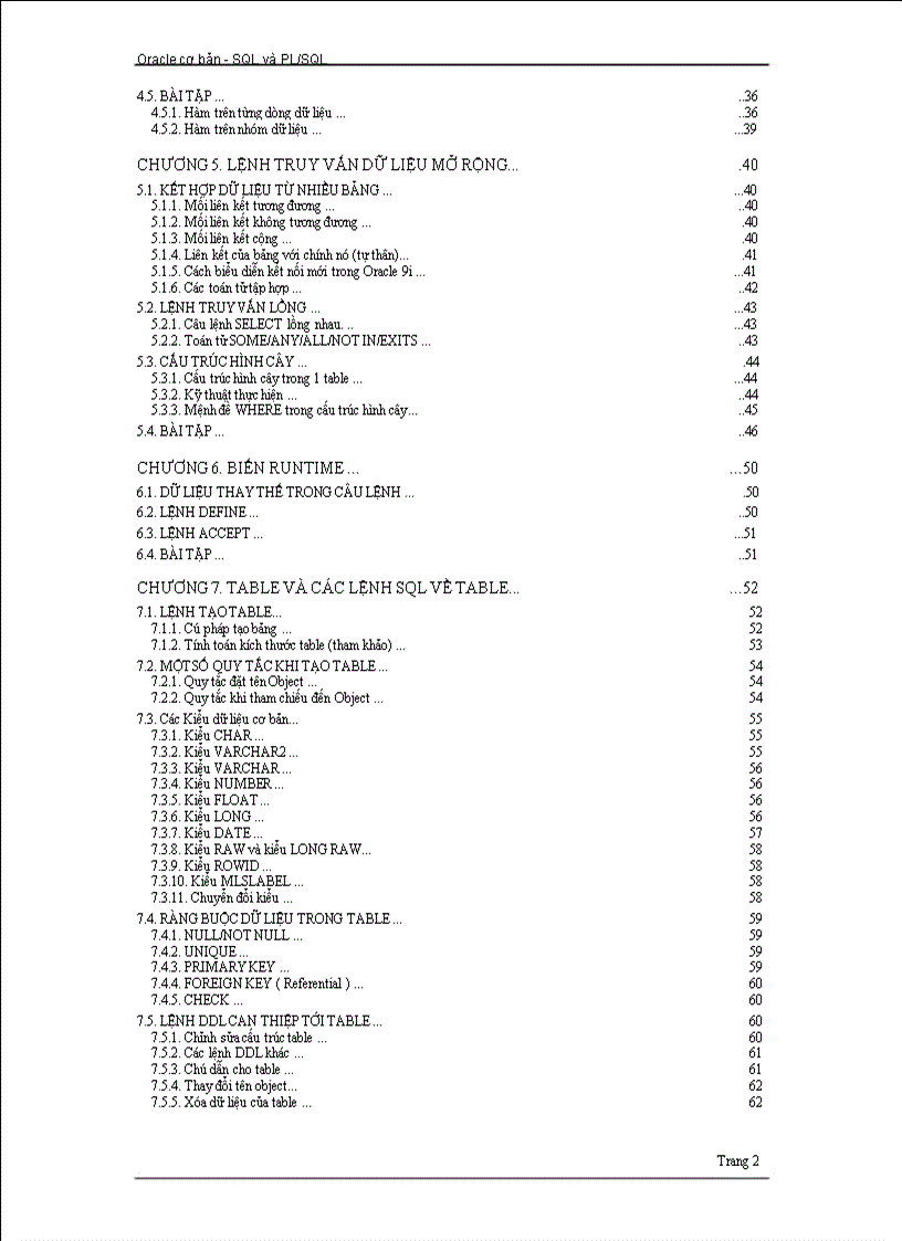 image for page Giáo trình SQL và PL SQL Cơ bản