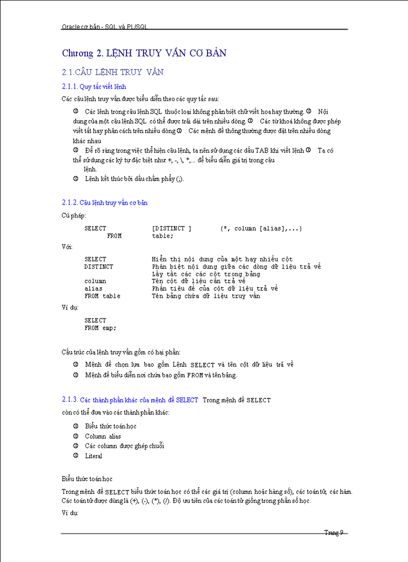 image for page Giáo trình SQL và PL SQL Cơ bản