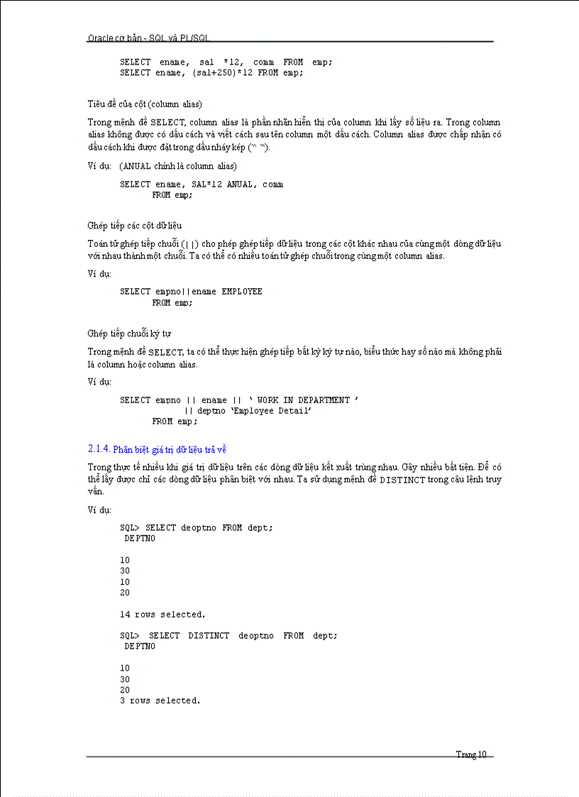image for page Giáo trình SQL và PL SQL Cơ bản