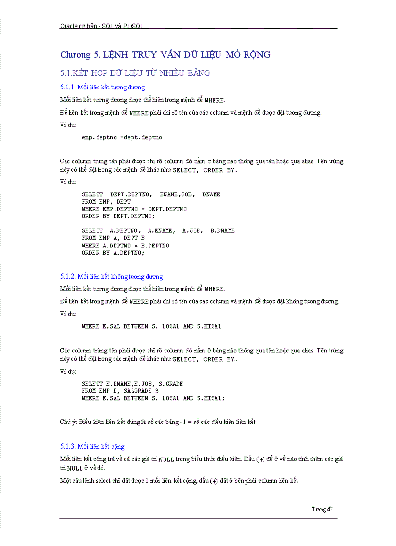 image for page Giáo trình SQL và PL SQL Cơ bản