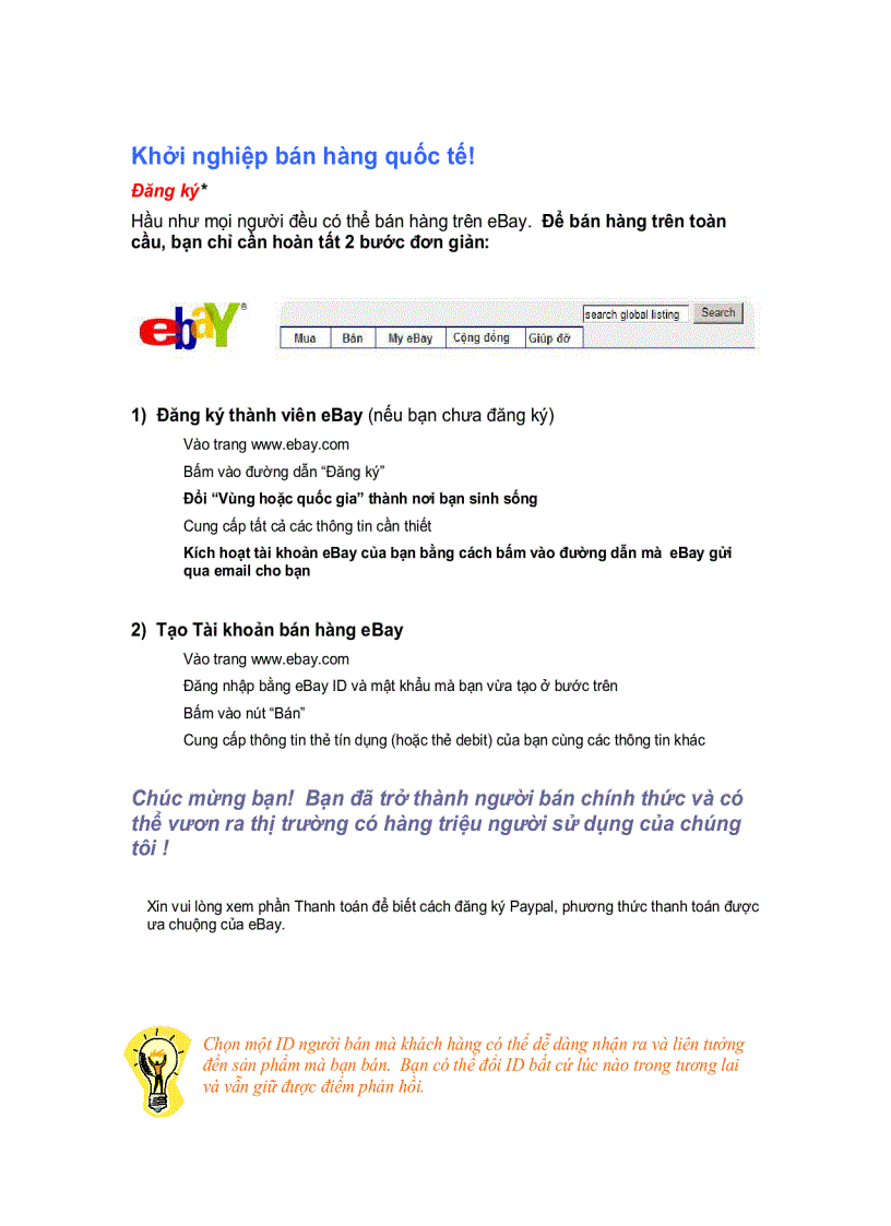 image for page Chỉ Dẫn Ngắn Để Bán Hàng Trên Ebay