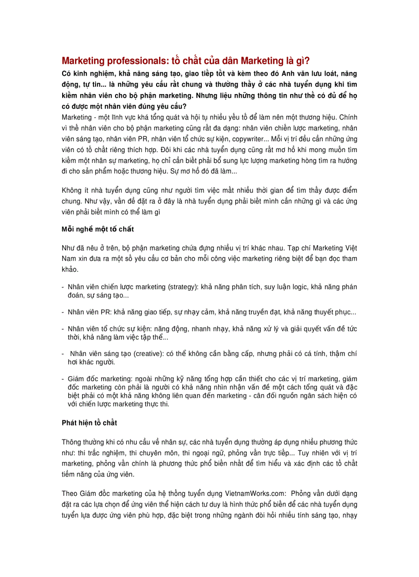 image for page Marketing professionals tố chất của dân Marketing là gì
