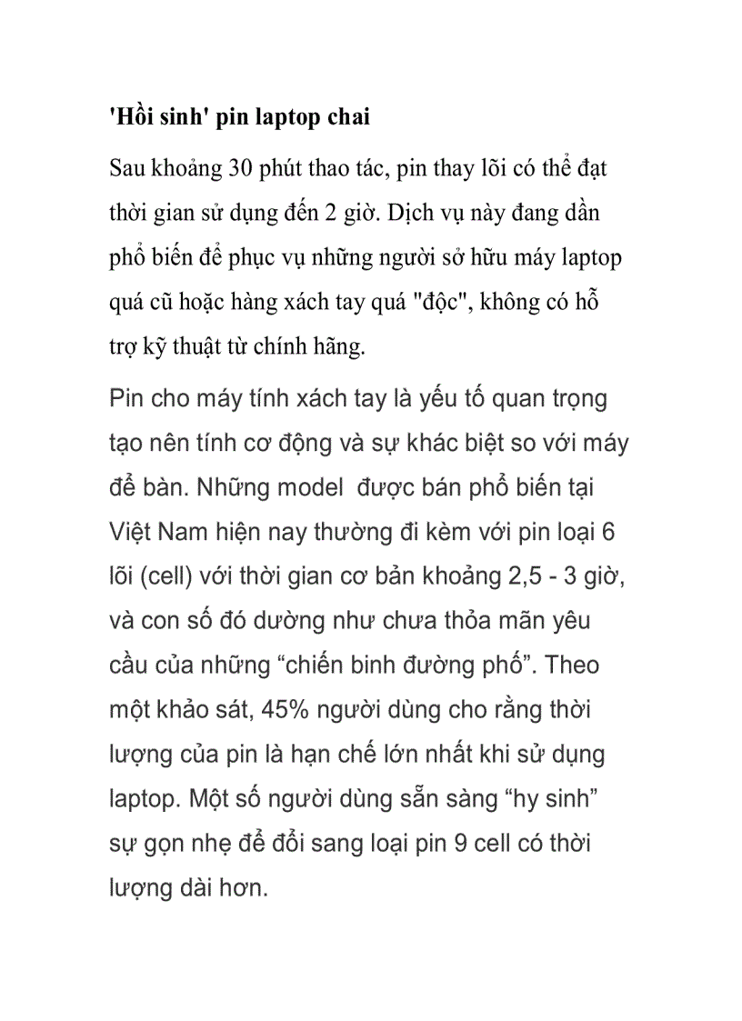 image for page Hồi sinh pin laptop chai