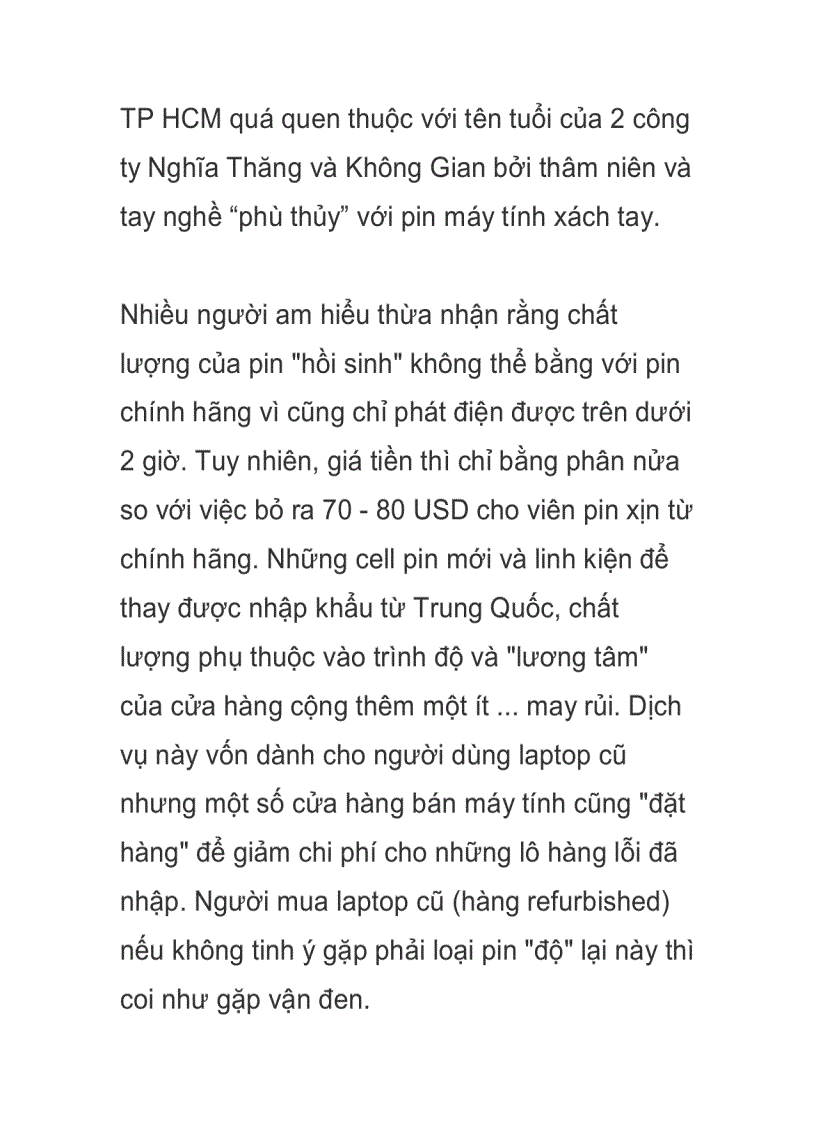 image for page Hồi sinh pin laptop chai