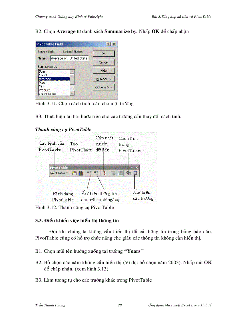 image for page Ứng dụng của Excel trong kinh tế Chöông Trình Giảng dạy FullBright
