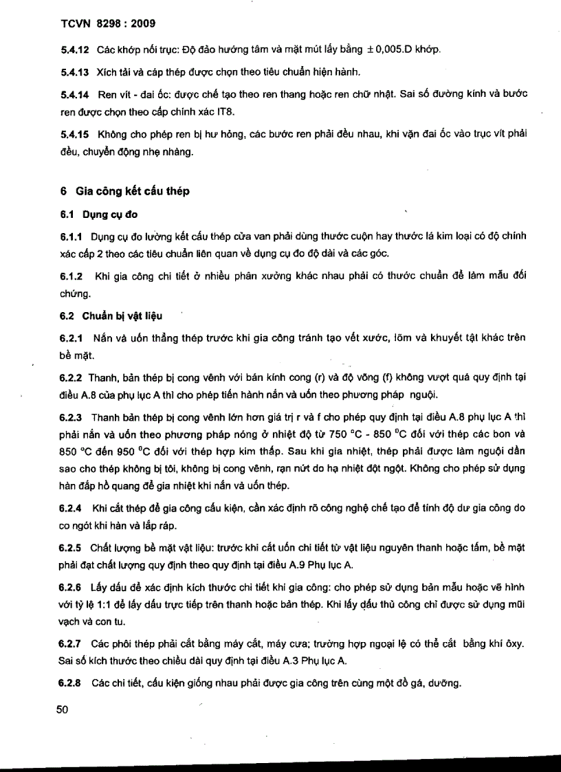 image for page TCVN 8298 2009 Công trình thủy lợi thiết bị cơ khí kết cấu thép