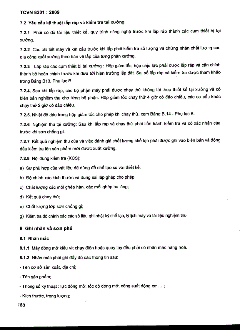 image for page TCVN 8301 2009 Công trình thủy lợi Máy đóng mở kiểu vít thiết kế chế tạo lắp đặt nghiệm thu