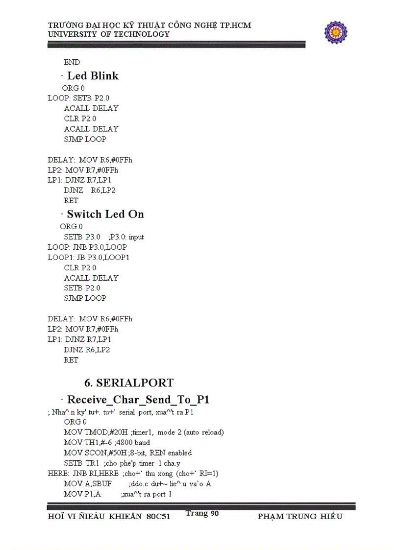 image for page HỌ vi điều khiển 8051 cách lập trình và BT minh họa 1