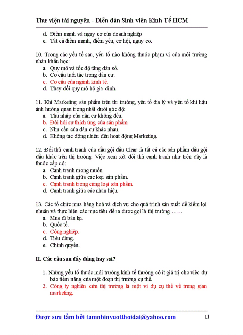 image for page Câu hỏi và đáp án môn thi marketing