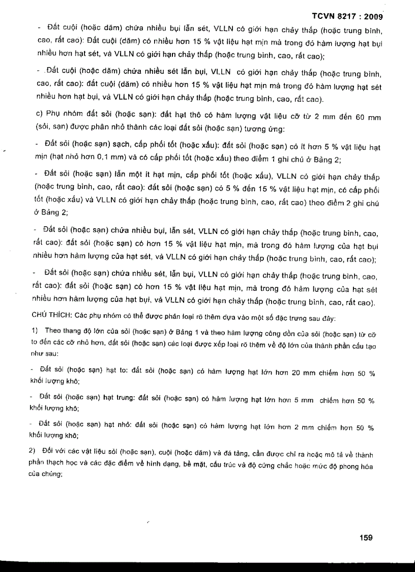 image for page TCVN 8217 2009 Đất xây dựng công trình thuỷ lợi phân loại