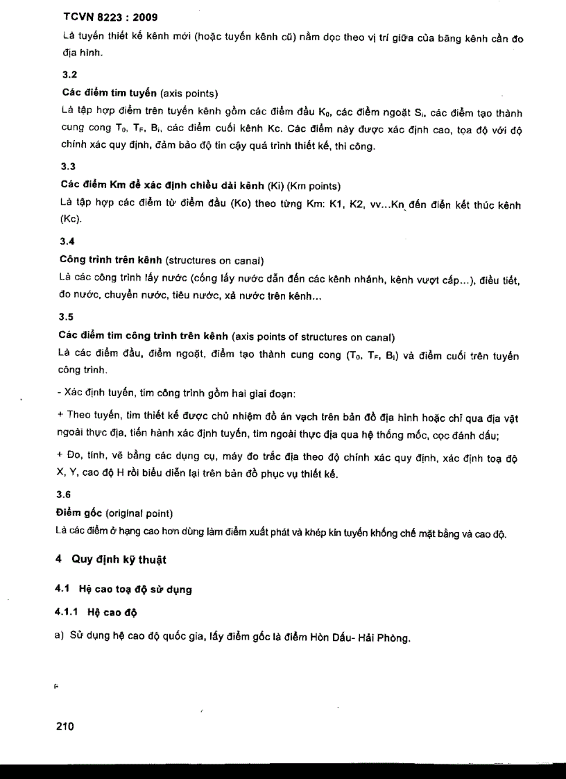 image for page TCVN 8223 2009 Công trình thuỷ lợi các quy định chủ yếu về đo đạc địa hình xác định tim kênh và các công trình trên kênh